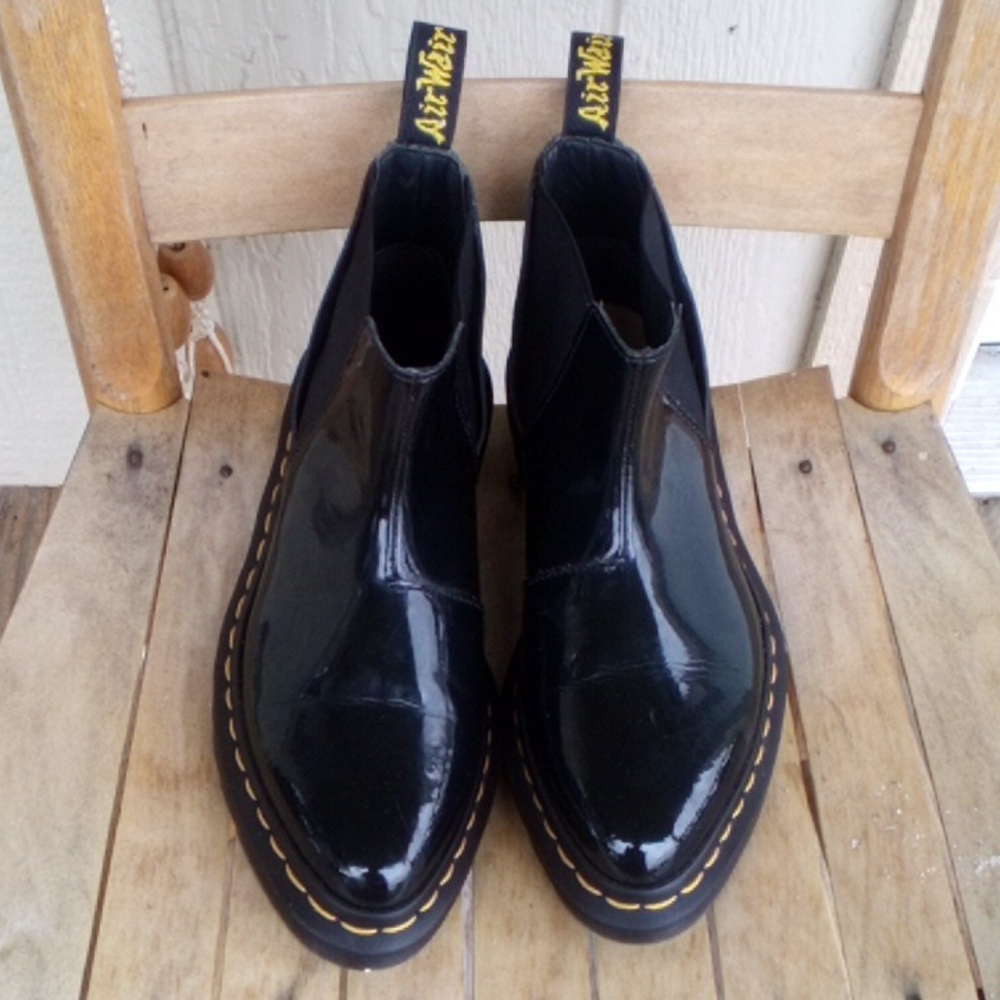 Dr Martens Bianca women's black polished leather Chelsea ankle boots